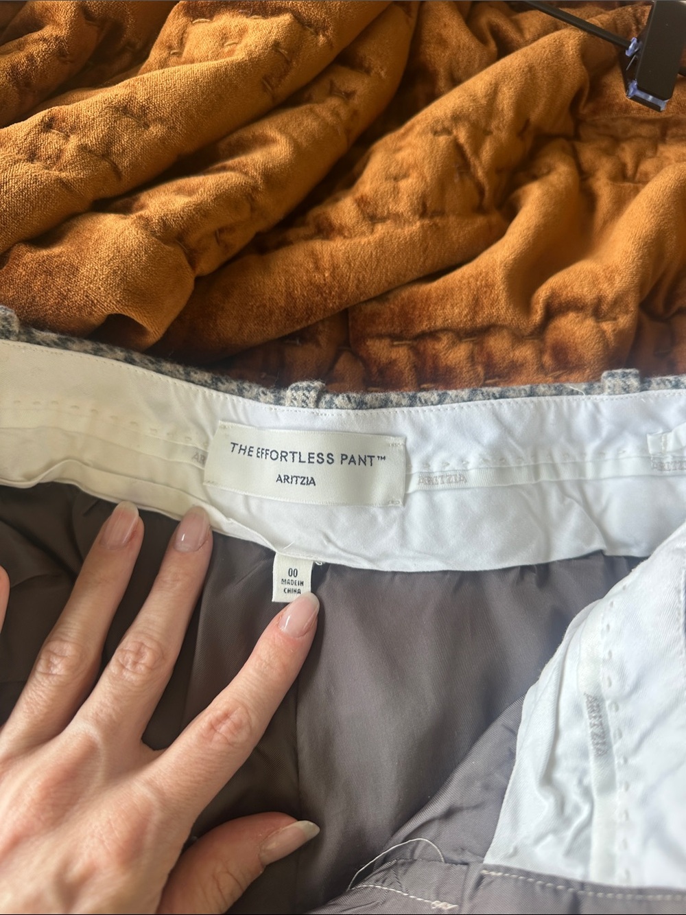 Aritzia The Effortless Pant - Brown and Cream Plaid - Picture 2 of 5
